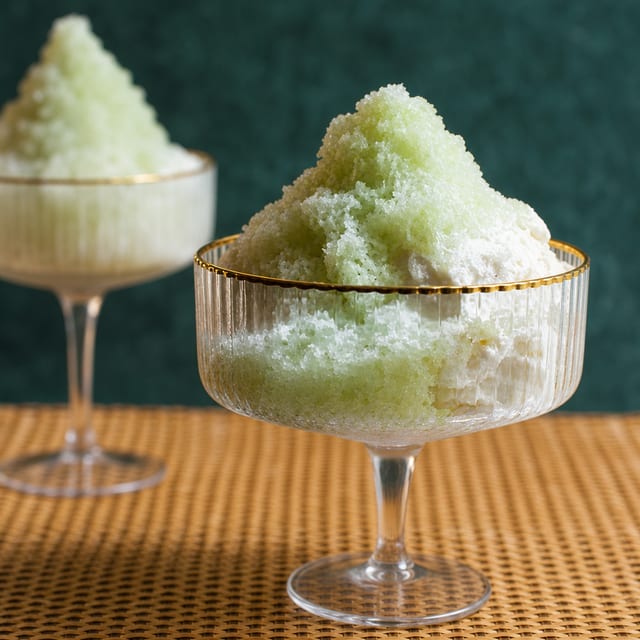 Shaved Ice with Vanilla Ice Cream.